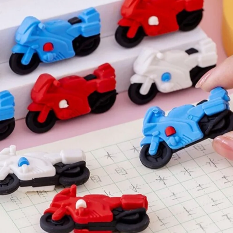 3 Pieces/lot Creative Cartoon Motorcycle Shape Eraser Cute Student Stationery Christmas Prize Reward Kawaii Eraser Wholesale