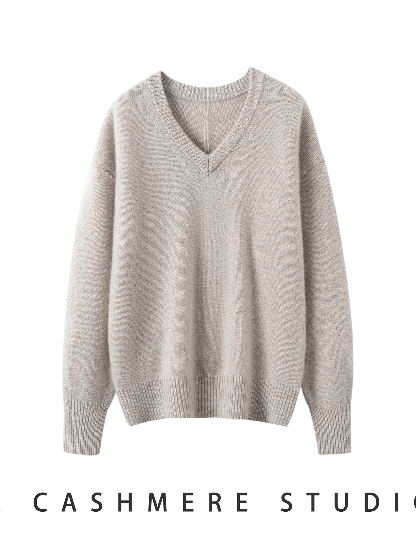 TLOML Women's 100% Cashmere Sweater V-Neck Flower Yarn Pullover Autumn Winter Cashmere Knitwear Soft Warm Thick Loose Comfy Tops