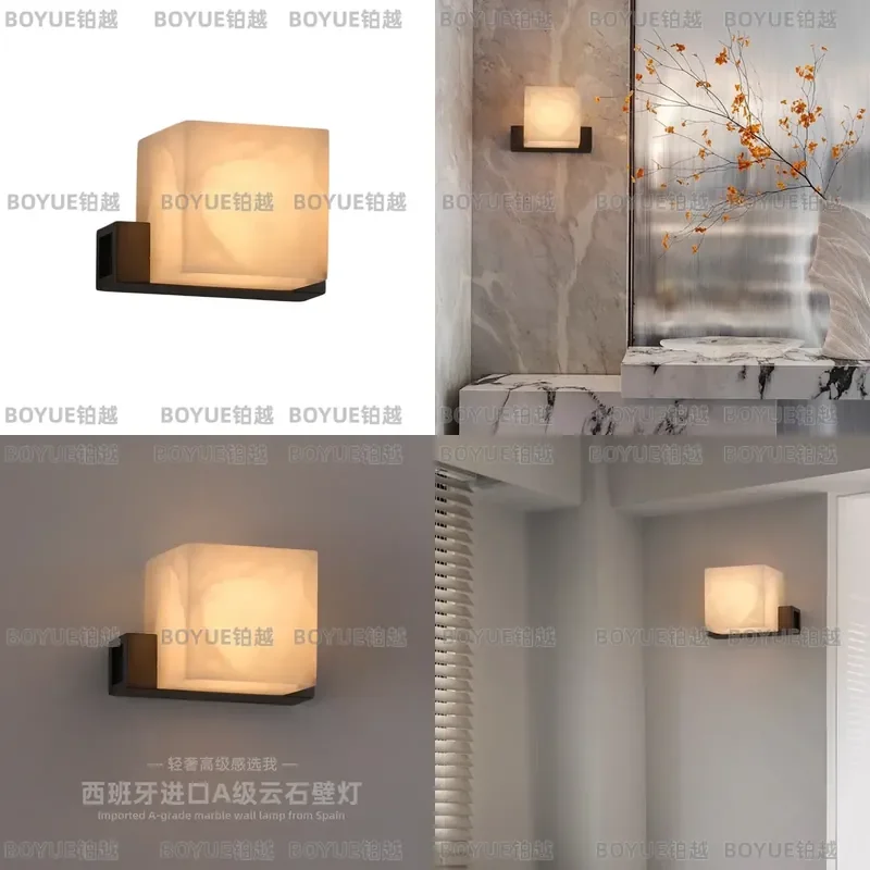 for Spanish Marble Wall Lamp French Light Luxury Bedroom Bedside Modern Simple Dining Room Aisle Living Room Background