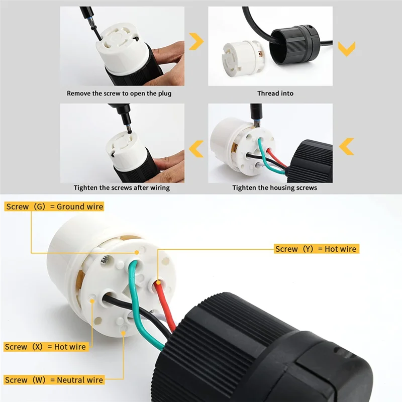 A88E-30A Locking Plug And Connector Set 125/250V 3 Pole 4 Wire Grounding Electrical Replacement Industrial Power Connection