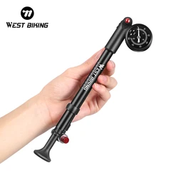 WEST BIKING Bicycle Pump 300PSI/400PSI High Pressure Bike Front Fork Pump Portable Schrader Valve Inflator Bike Accessories