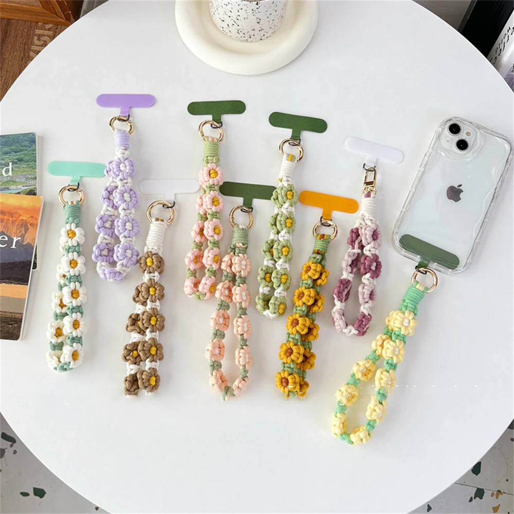 زهرة مفتاح فوب حزام فاخر نسج السوار المفاتيح المعصم الحبل سوار كيرينغ بوهو الأزهار ديزي الأزهار لطيف هدية الكريسماس