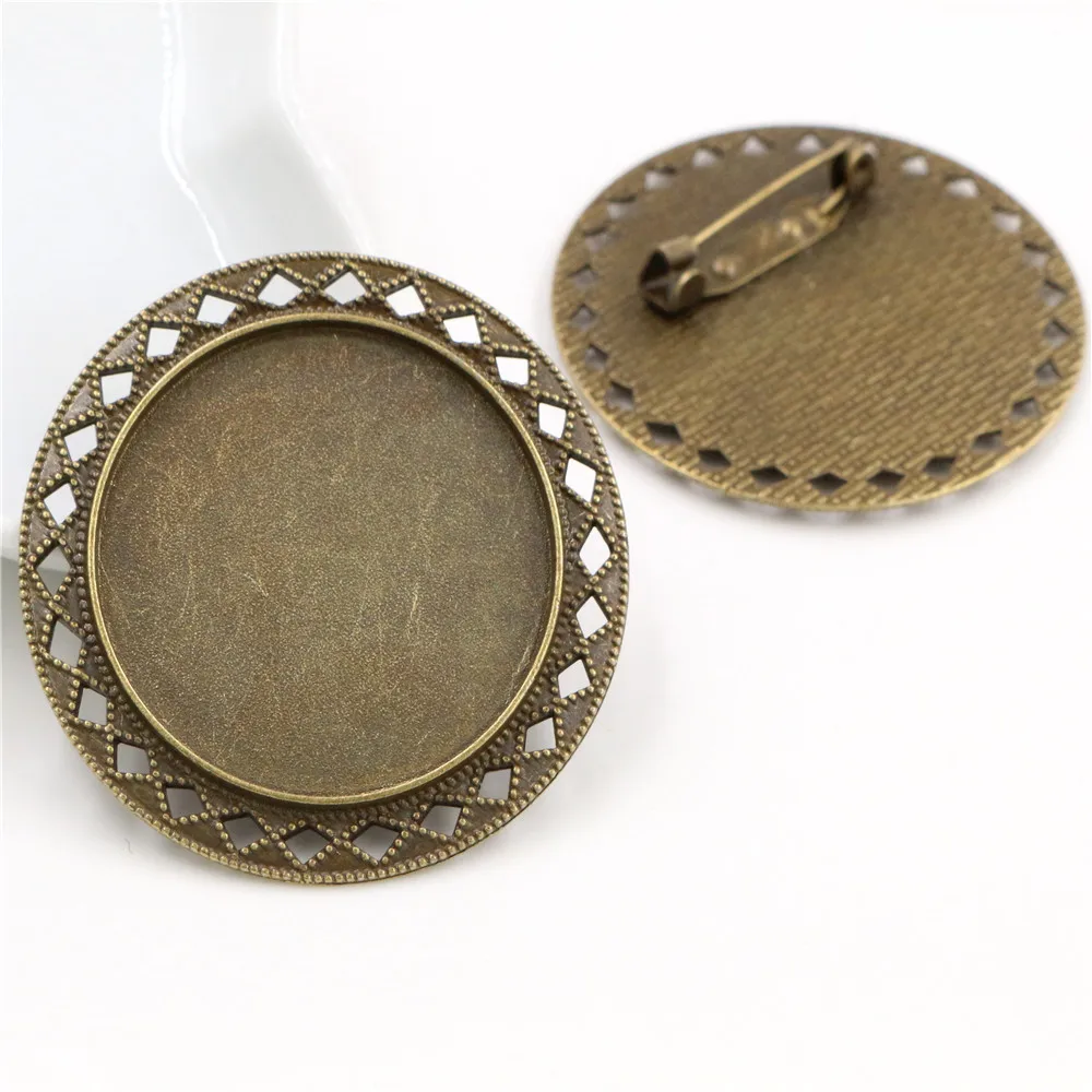Nowa moda 5 sztuk 35mm wewnętrzna wielkość antyczny brąz i srebro pozłacane kolory broszka styl Cabochon baza ustawienie Charms wisiorek — zdjęcie 6