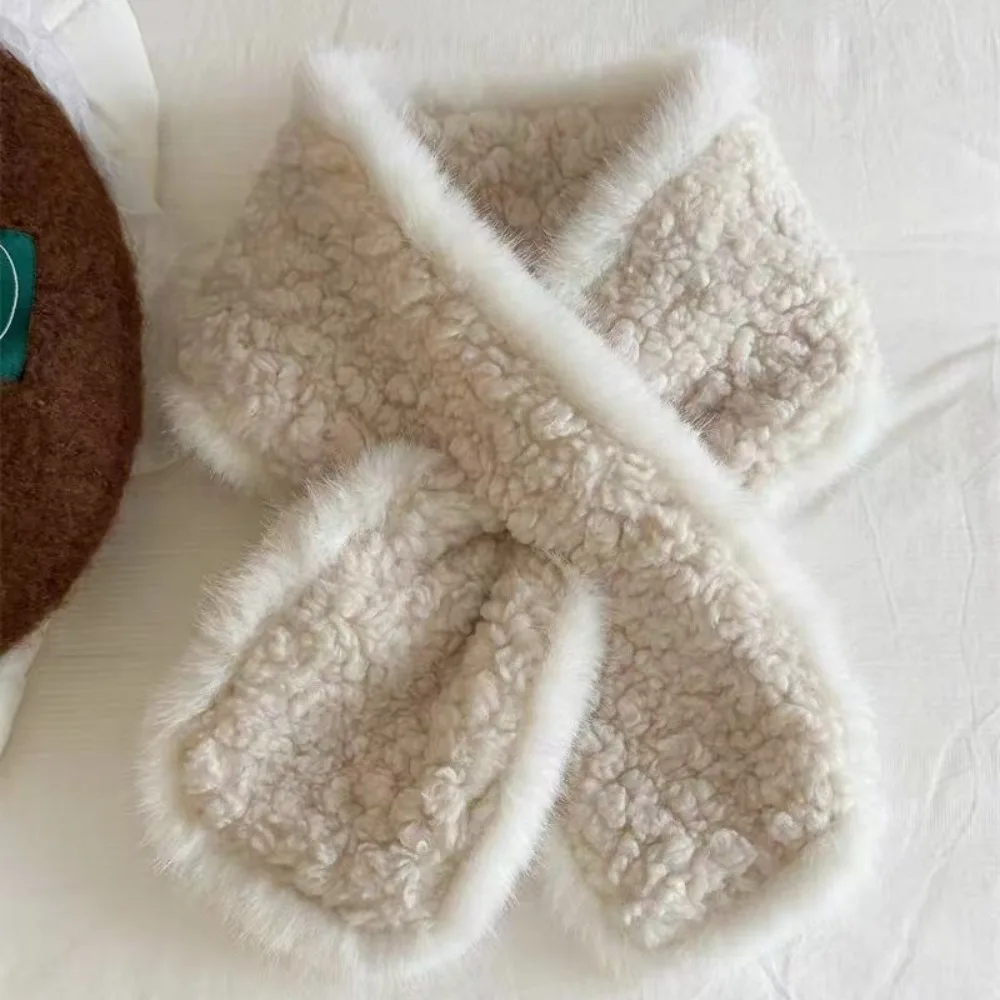 

Новый шарф с воротником из искусственной овечьей шерсти, мягкий однотонный женский шарф с перекрестным воротником