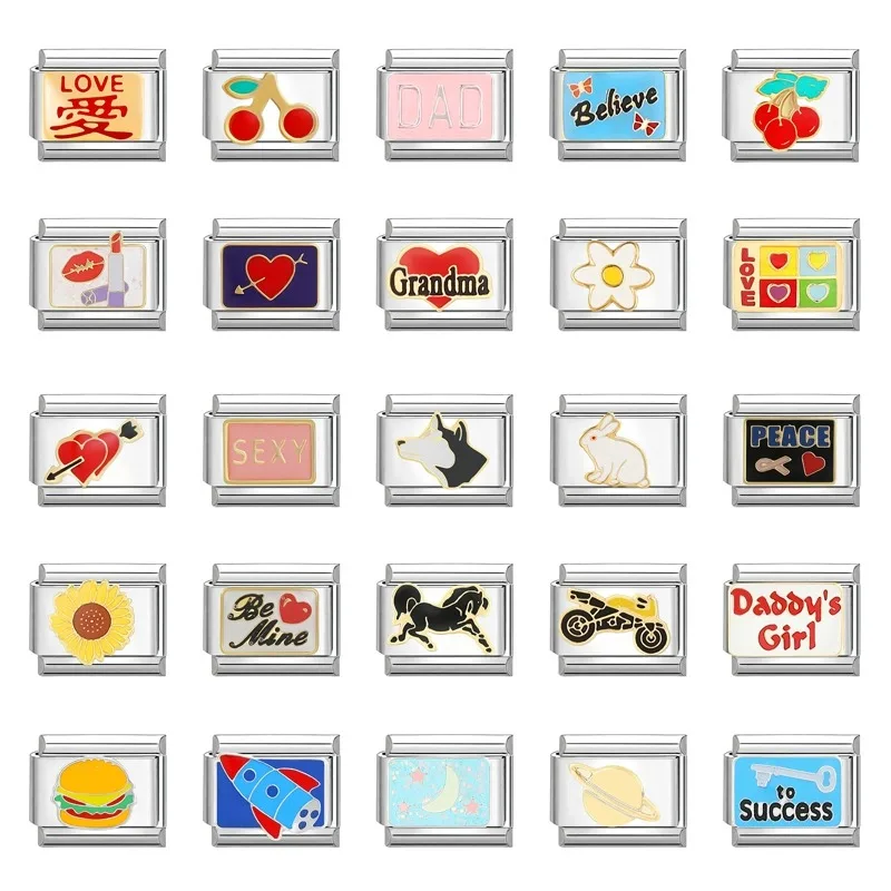 

Модные Сияющие циркониевые кристаллы в форме сердца, итальянские бусины из нержавеющей стали, подходит для браслета 9 мм, браслета, ювелирных изделий «сделай сам», подарки на день рождения