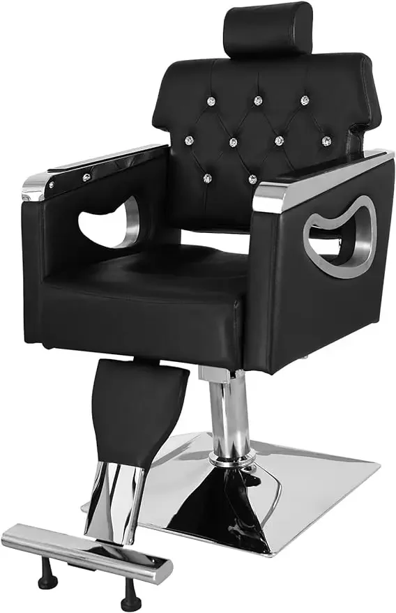 

Heavy Duty Reclining Barber Chair, Styling Salon Chair with Headrest and Footrest, 360° Swivel, Height Adjustable