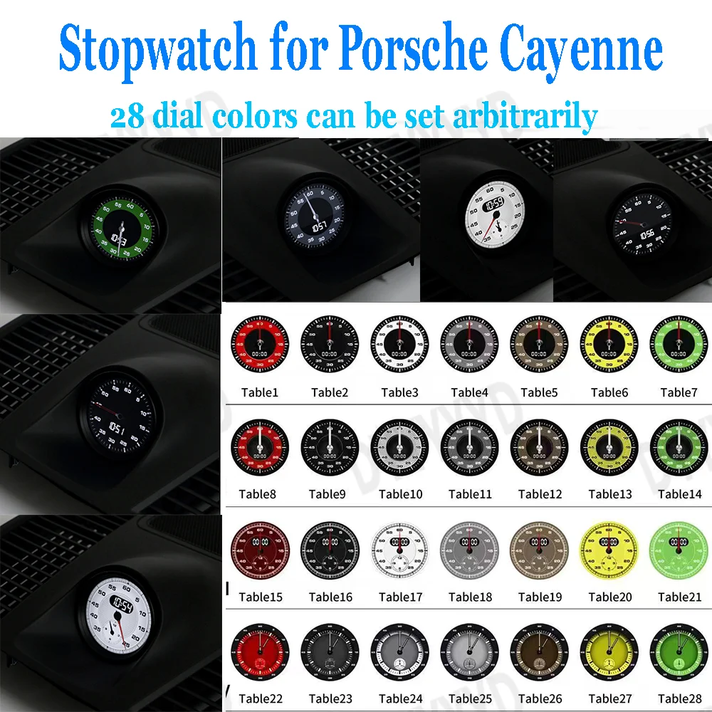 Sport Chrono LCD Stopwatch for Porsche Cayenne 958 958.2 E2.2 9Y0 9YA Clock Compass Interior Decoration Digital Clock Dashboard