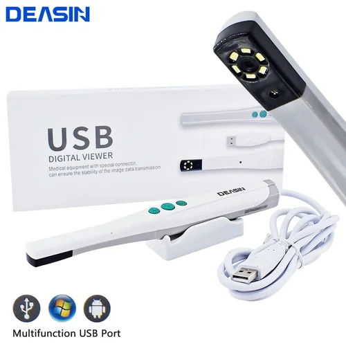 DEASIN USB tipo cámara Oral HD visor Digital 6 luces LED endoscopio Dental Intraoral equipo de dentista en tiempo Real
