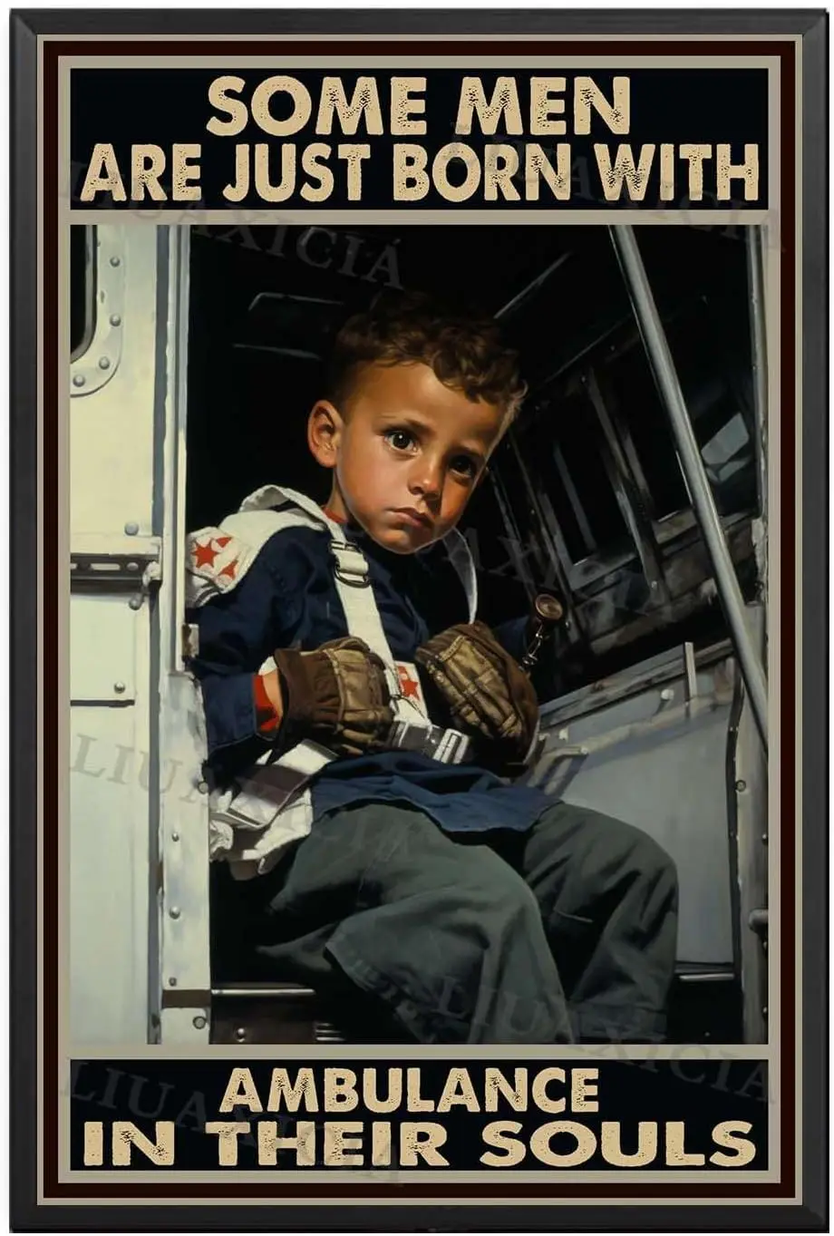 Canvas Wall Art Some Men Are Just Born With Ambulance In Their Souls For Bathroom Wall Office Home Decor Art 16.00