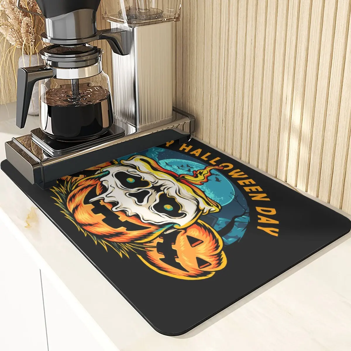 Halloween Style Placemats For Dinner Table Keyboard Pad Home Decoration Diatomite Eyeball Pumpkin Pattern Silicone Kitchen Mat