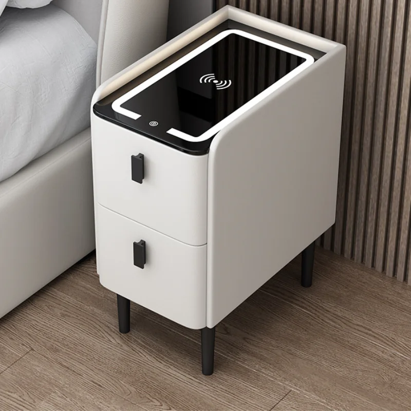 Intelligent bedside table modern simple multi-function bedside table with wireless charging color lamp fingerprint lock sound