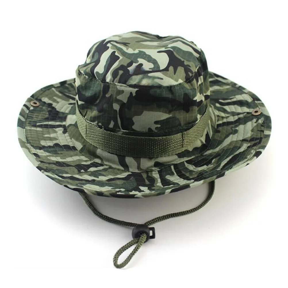 

Sunscreen Bucket Hat Unisex Cotton Polyester Adjustable Chin Button Ventilation Holes Outdoor Camping Climbing