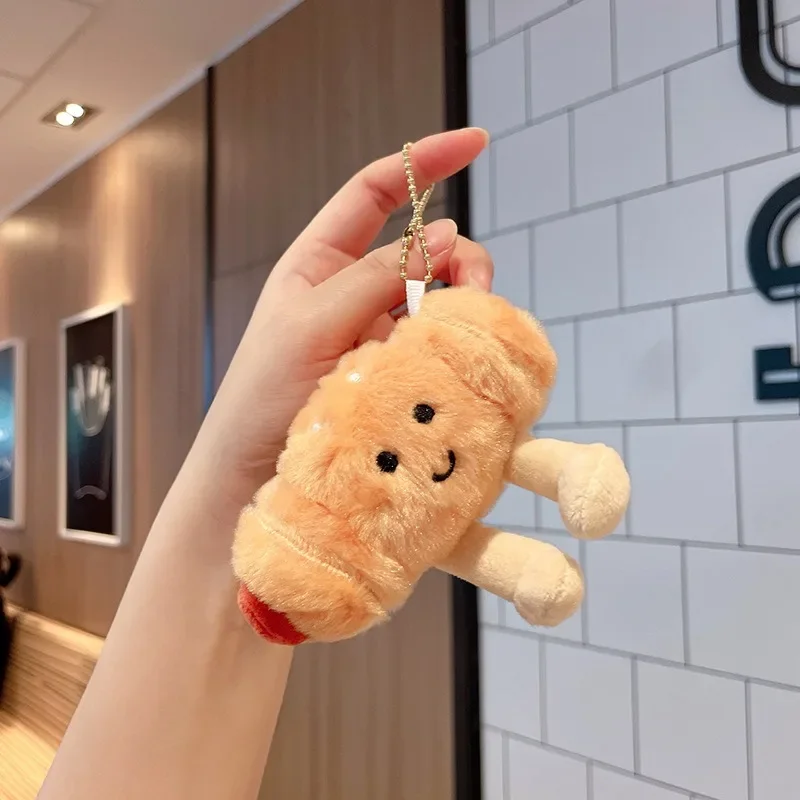 Kawaii Bread Plush Pendant Key Chain Toys Doll Creative Croissants Roll Bread Plush Doll Keychain Decora Backpack Pendant Gift