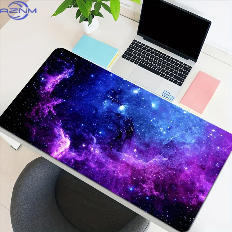 Dreamy Purple Sky Anime Gaming Mouse Pad Durable Rubber Non-Slip Base Stitched Edges Gamers Office Stylish Desk Accessory Gift