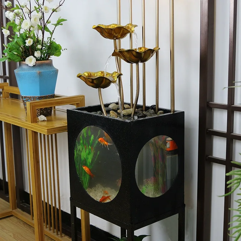 New Chinese style living room entrance screen landscape lotus leaf