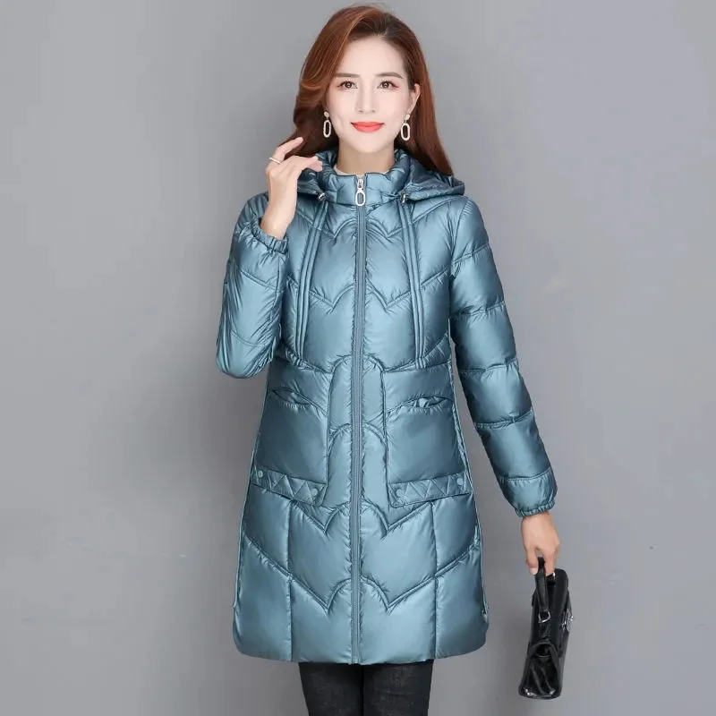 

Parkas Women Hooded Winter Jacket New Korean Thick Down Cotton Coat Mother Clothes Long Cotton Padded Jacket Female Outwear 6XL