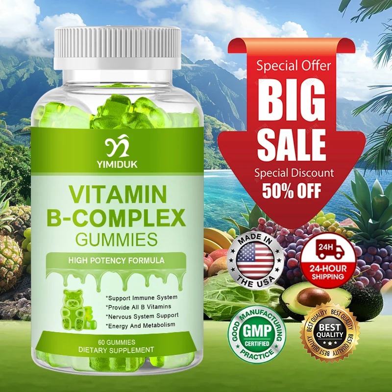 

Pure Vitamin B Complex Gummies, Support Cellular Energy, Healthy Metabolism & Overall Vitality, Stress Management, Vegan