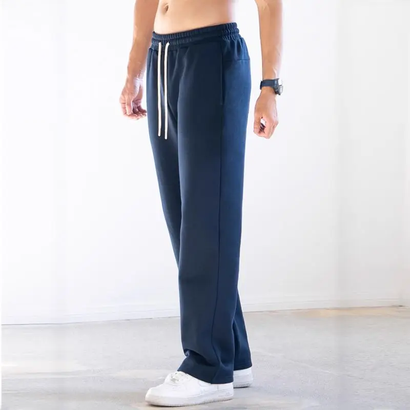 Autumn Winter Men Loose Straight Wide Leg Sweatpants Hip Hop Streetwear Joggers Casual Pants Plus Size