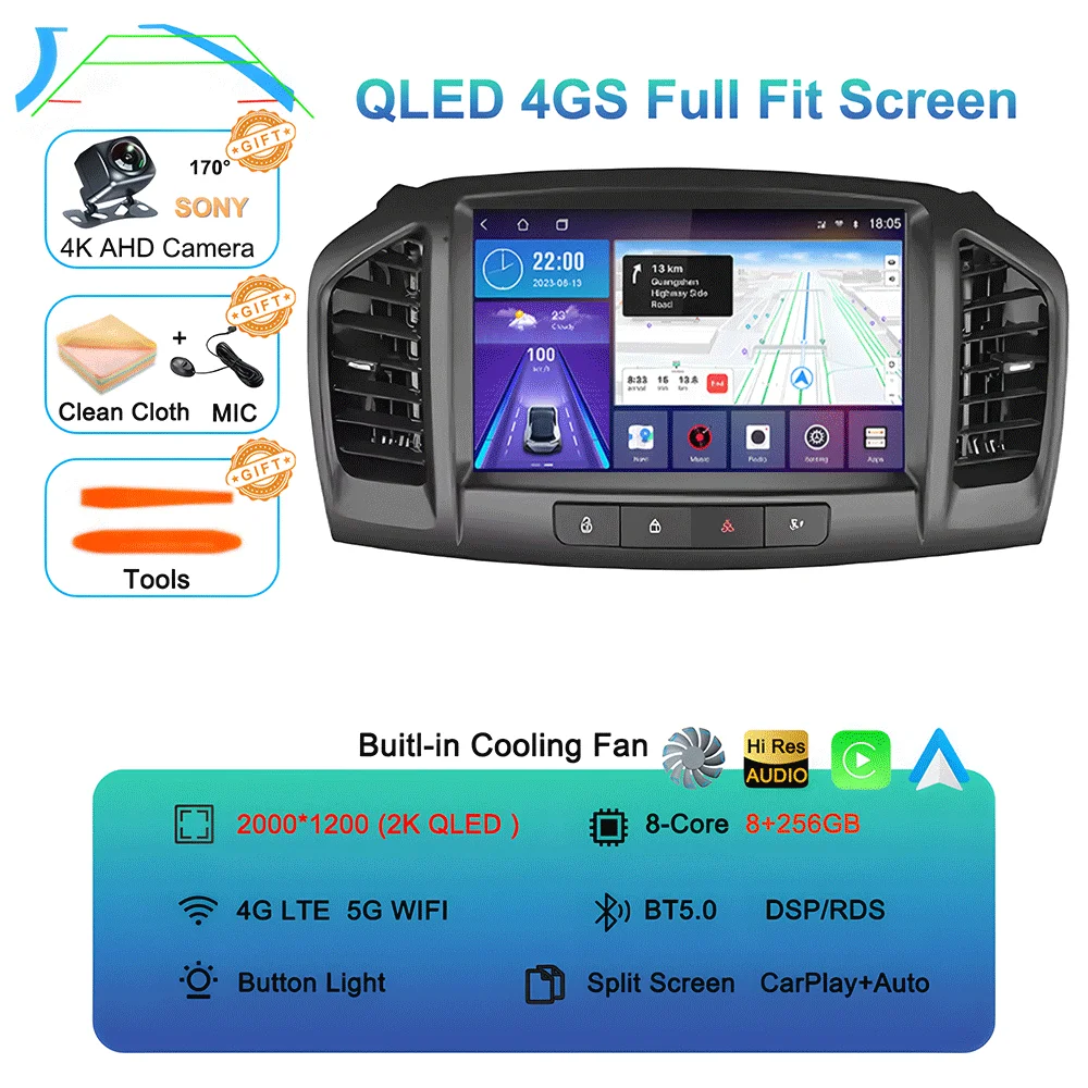 Android 16 Carplay Auto Voor Buick Regal 2009-2013 Opel Insignia 2008-2012 Multimedia Auto Radio Speler WIFi + 4G Geen 2din DVD Stereo