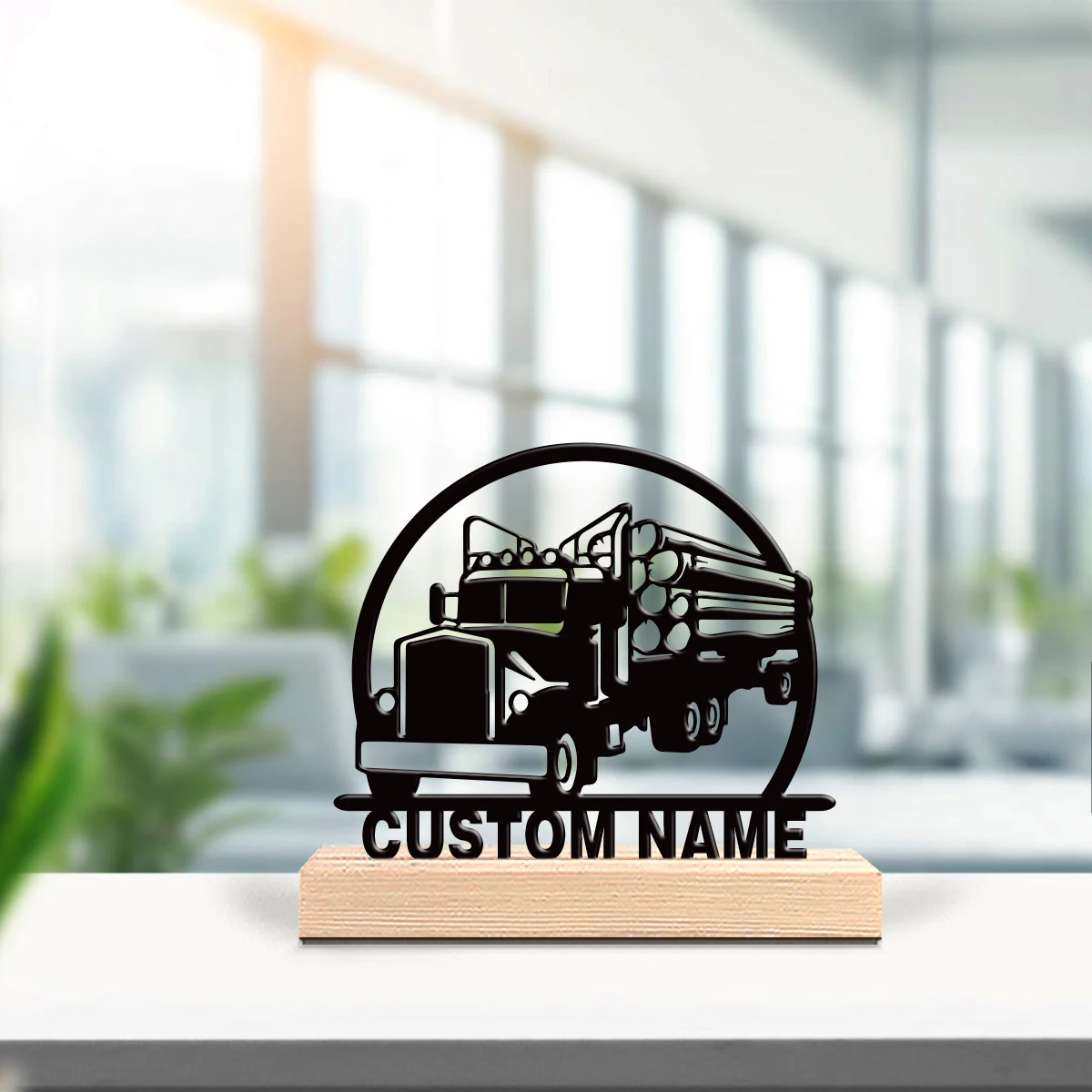 1pc Personalized Custom Truck Metal Statues With Wooden Base Tabletop Decoration Perfect for History Buffs Study Library Decor