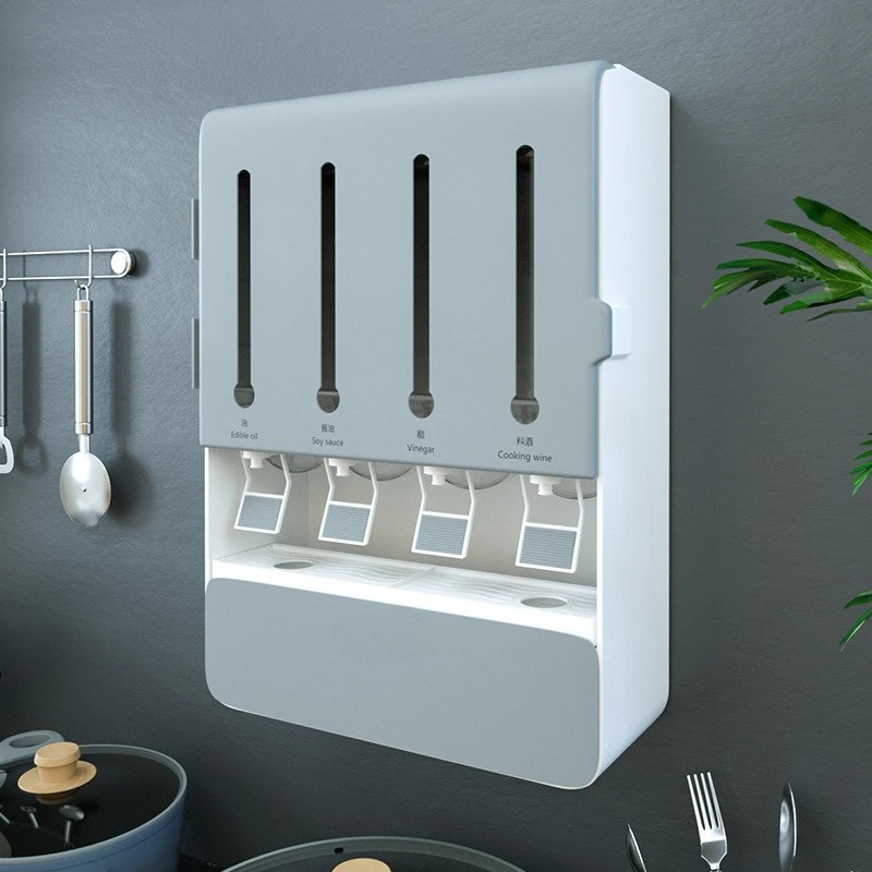 Paste wall hanging kitchen with pressing faucet seasoning jar soy sauce vinegar seasoning bottle edible oil pot rack seasoning