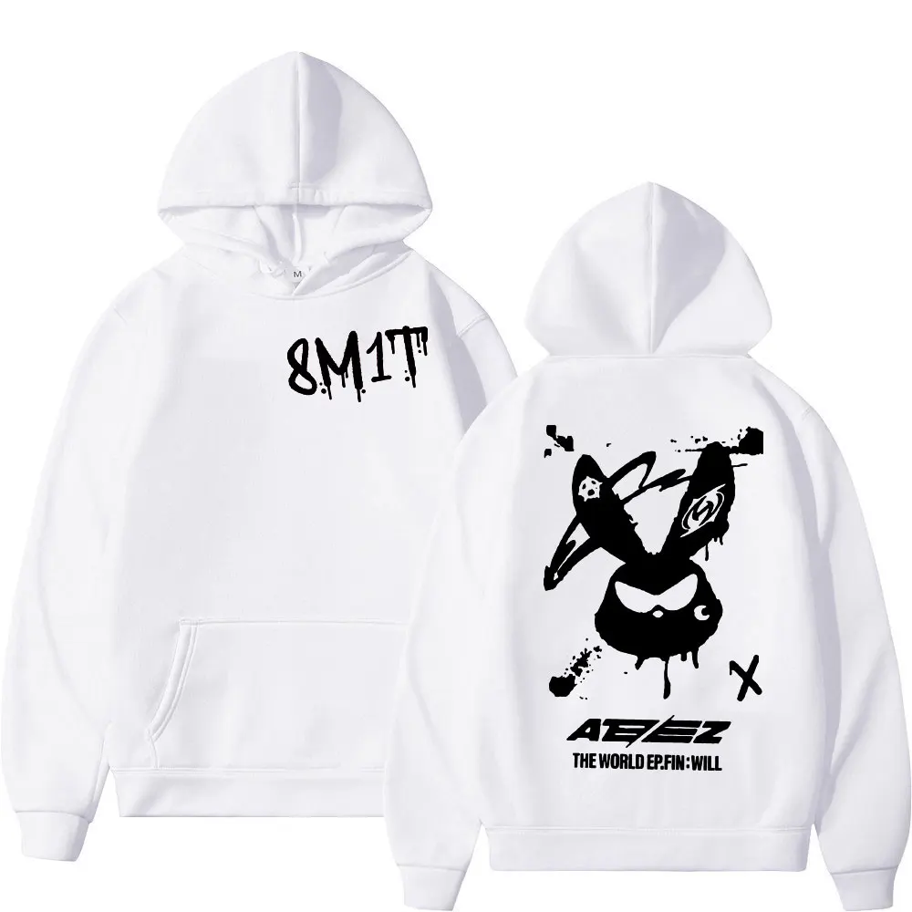 Limited Ateez 8M1T Kpop Hoodie THE WORLD EP.FIN : WILL Tour 2024 Graphic Sweatshirts Men Women Fashion Hip Hop Vintage Pullovers