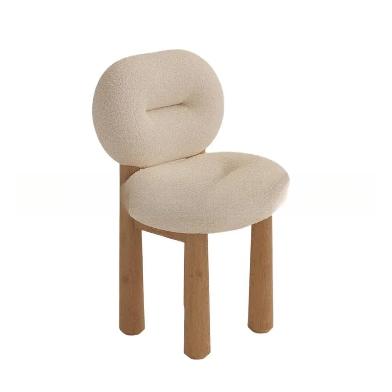 

Nordic wabi style, designer solid wood lamb wool, dining chair modern small apartment living room