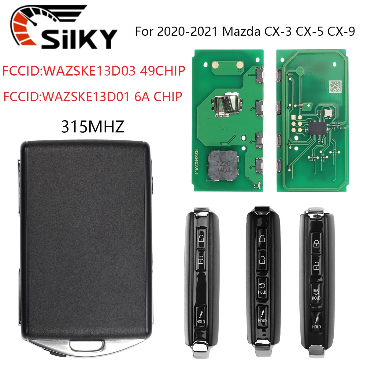 

DH Car Smart Remote Key For Mazda 3 6 MX-5 MIATA CX-9 CX-3 CX-4 CX-5 CX-3 CX50 CX90 Axela 315MHz ID:47CHIP FCC:WAZSKE13D03