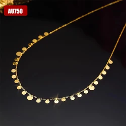 Authentic Real 18K Gold AU750 Sequins Necklace Exquisite Gift Romantic Classic Present For Woman Cute Fine Jewelry