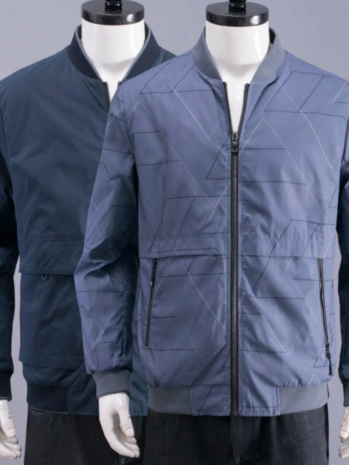 

Double-Sided Wear Slim Fit Baseball Collar Jaet for Men Faionable ort Sle Spring Autumn Polyester Fiber Zipper Closure