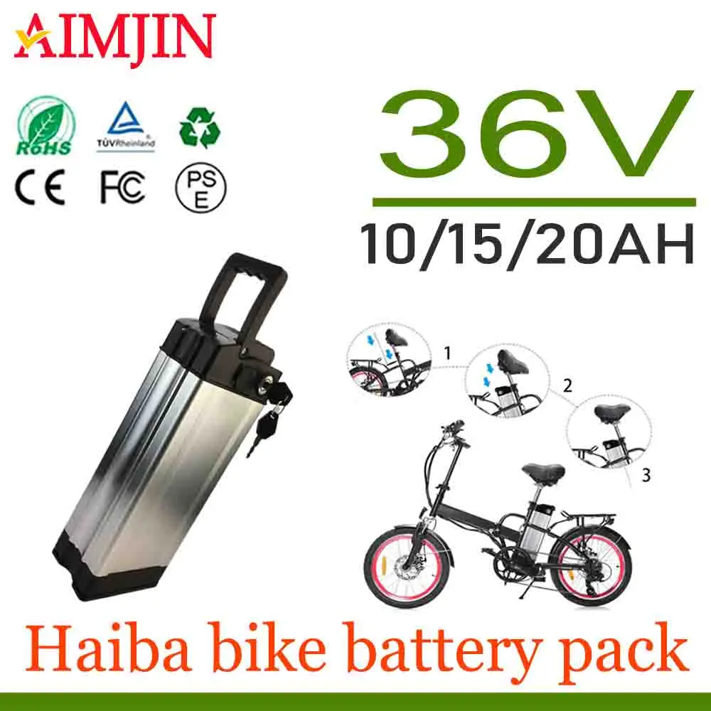 

HaiBa 36V 15Ah 15000mAh Li-ion Battery Pack Rechargeable Replacement Electric Bike Scooter Battery with Charger