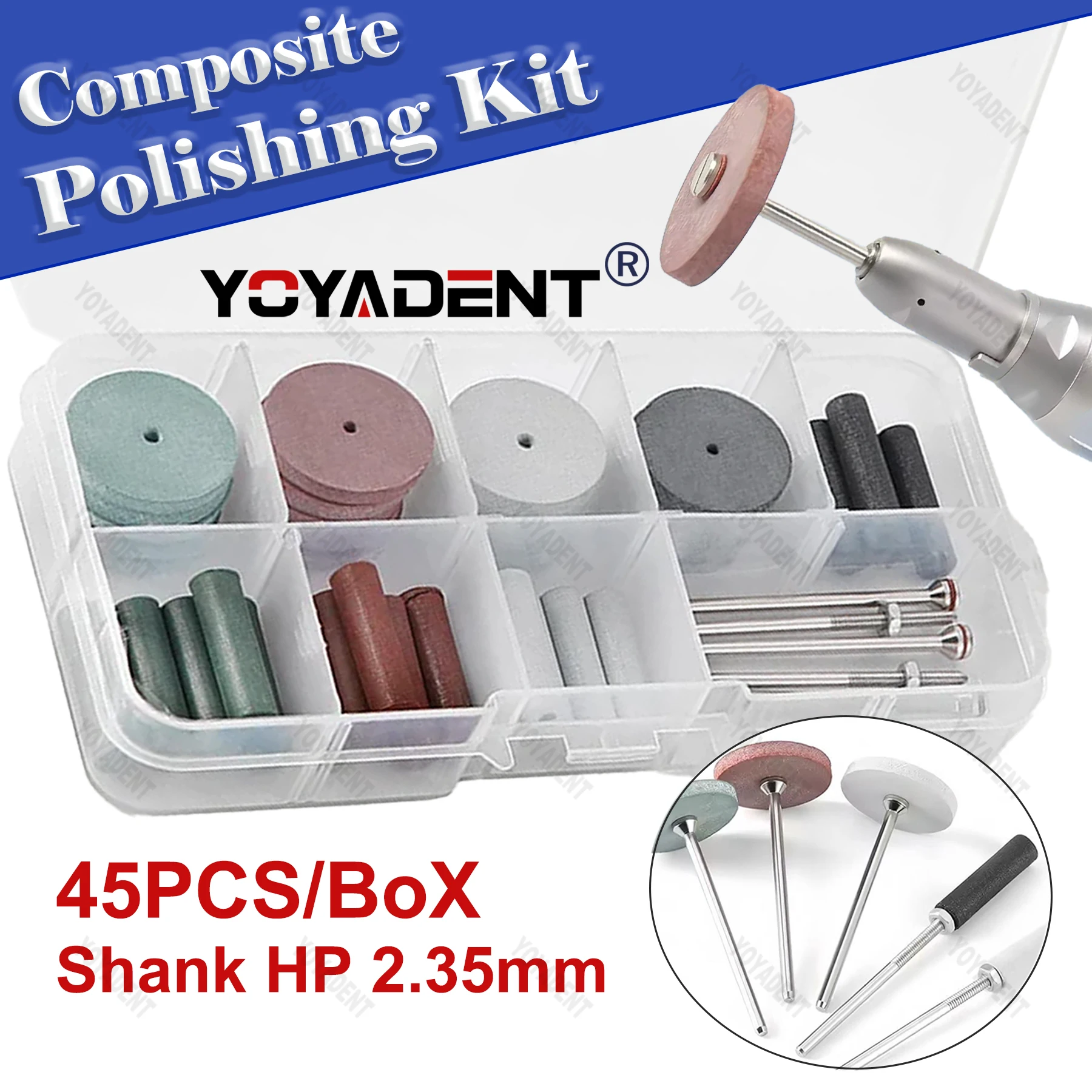 

Набор из 45 зуботехнических полировальных колесок: силиконовые резиновые полировальные и шлифовальные насадки (брусы) для роторных инструментов, грубые и ультратонкие