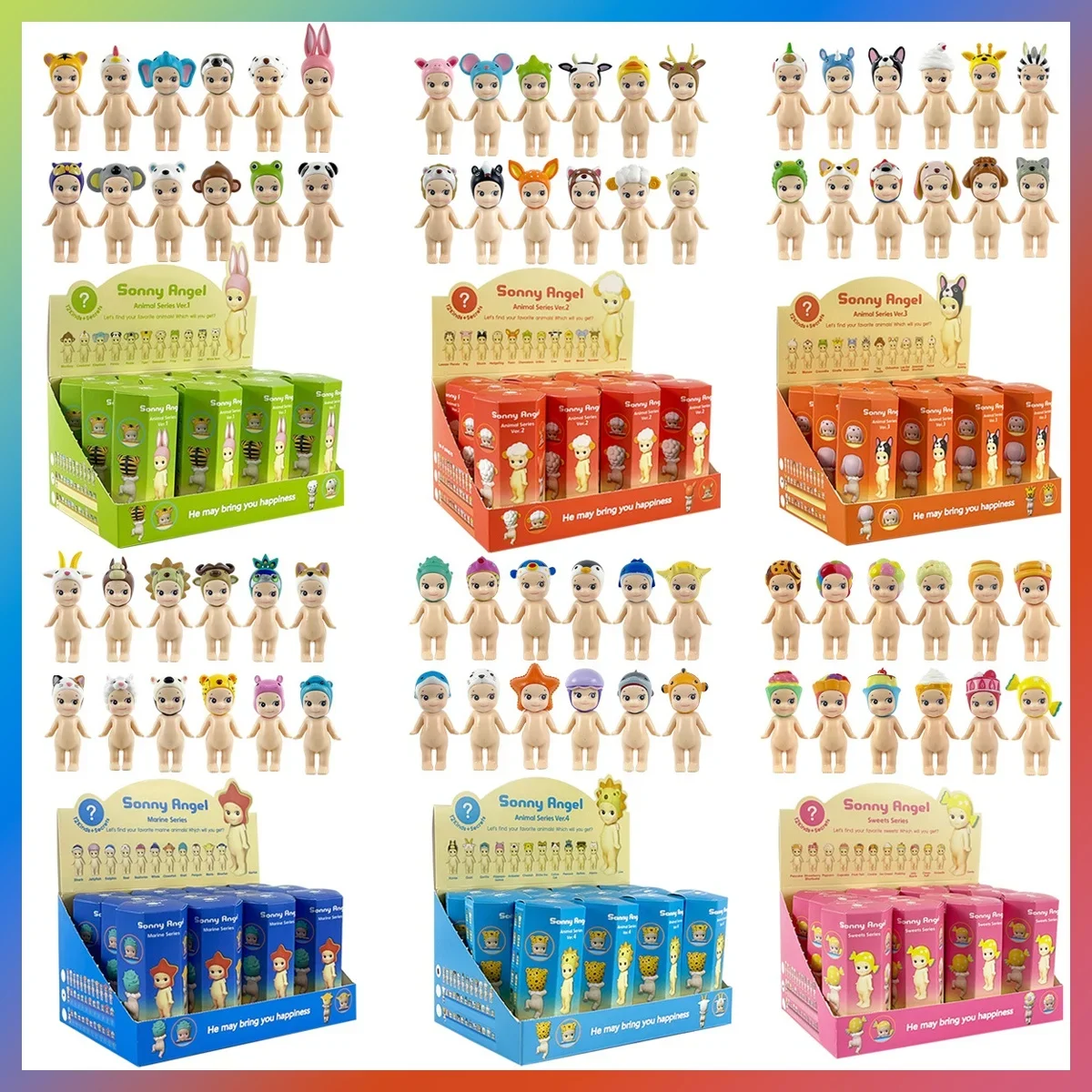 12pcs Sonny Angel การ์ตูนกล่องตาบอดตกแต่งรถตกแต่งโทรศัพท์มือถือกามเทพอะนิเมะตุ๊กตาทําด้วยมือของเล่นวันเกิด Xmas ของขวัญ