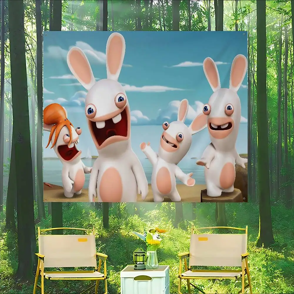 R-Rabbids I-InvasionS Large Size Flags Printing Patterns Interesting Birthday Party Decorations Banner