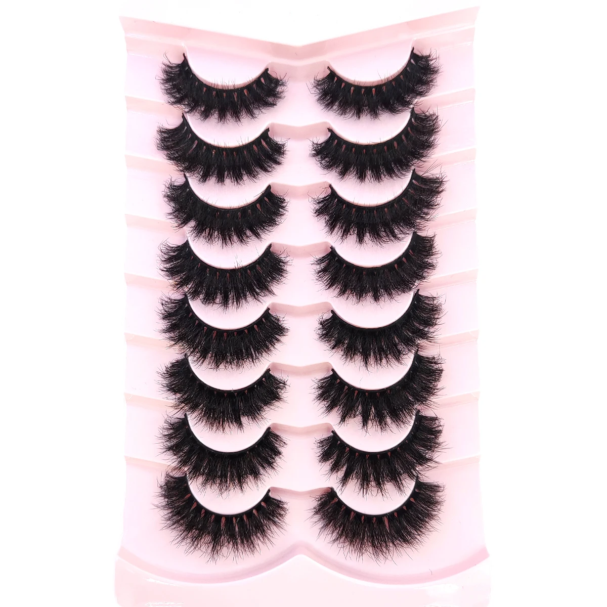 HBZGTLAD 5/8 pares de pestañas de visón a rayas rusas naturales pestañas postizas 3D volumen pestañas postizas onduladas extensiones de pestañas maquillaje