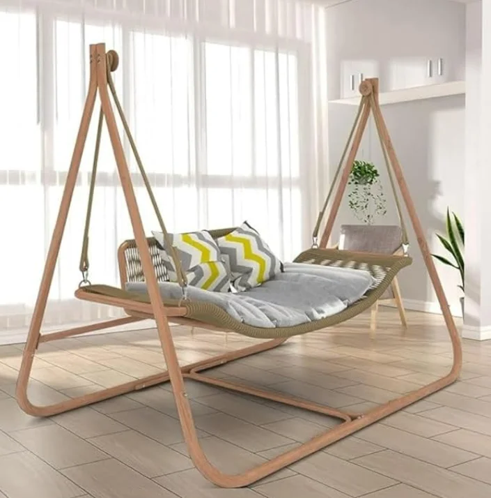

Nordic Style Double Indoor/Outdoor Swing Chair Modern Metal Patio Balcony Rattan Basket Home Lazy Indoor Cradle Chair