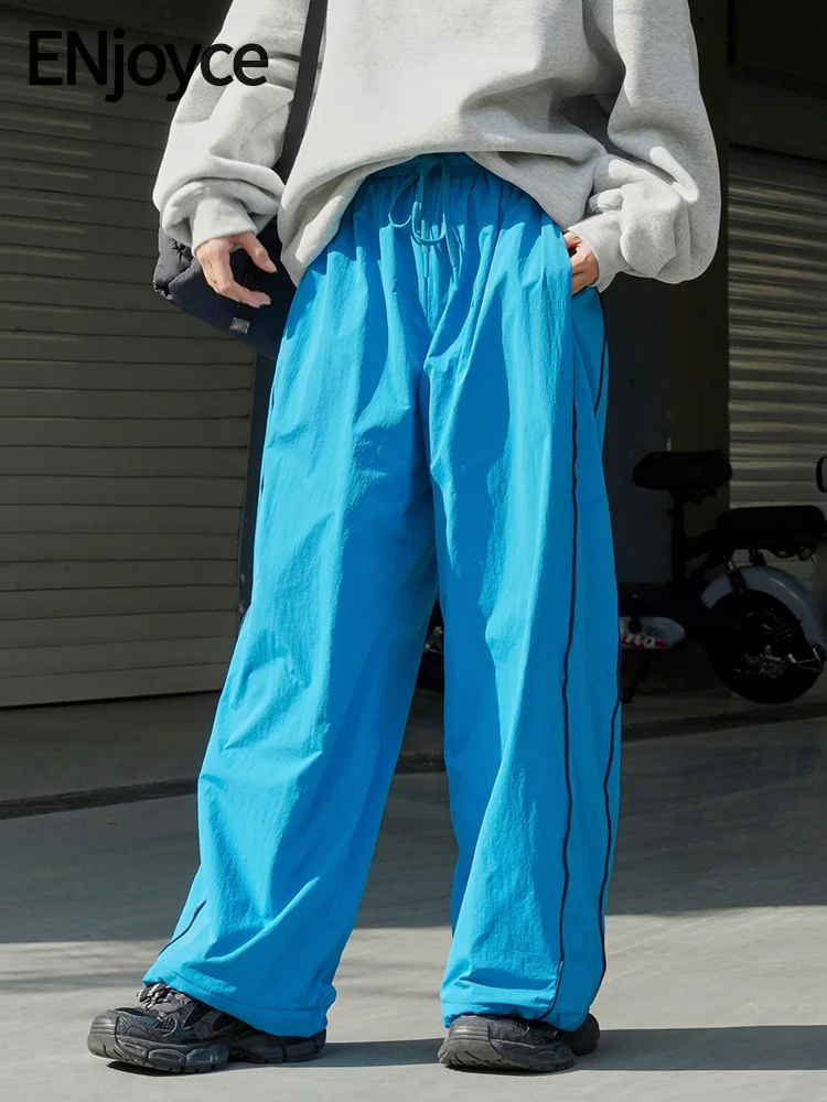 

2024 Winter Women Street Sports Pleated Drawstring Cargo Pants Korean Fashion Warm Sweatpants Casual Trousers