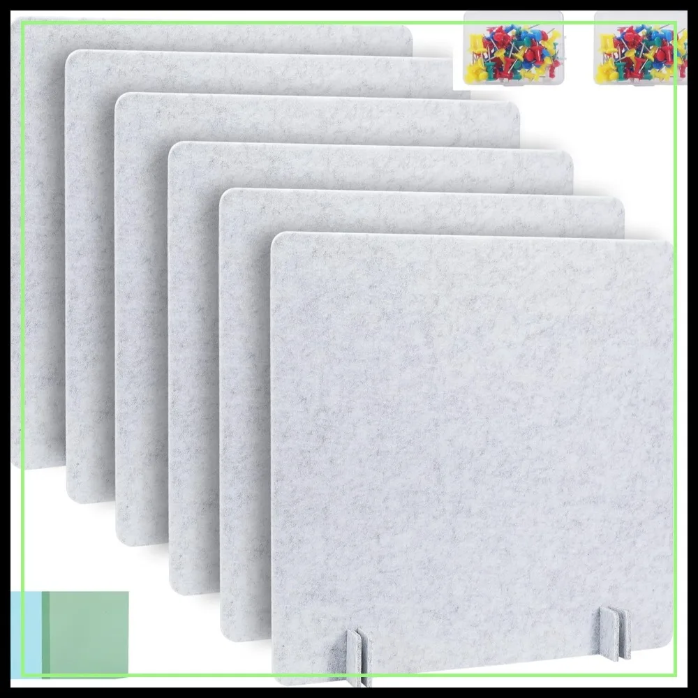

Acoustic Desk Divider, 23.6" x 23.6" Privacy Panel for Office Study Library, Noise Reducing Table Partition (Gray-6)
