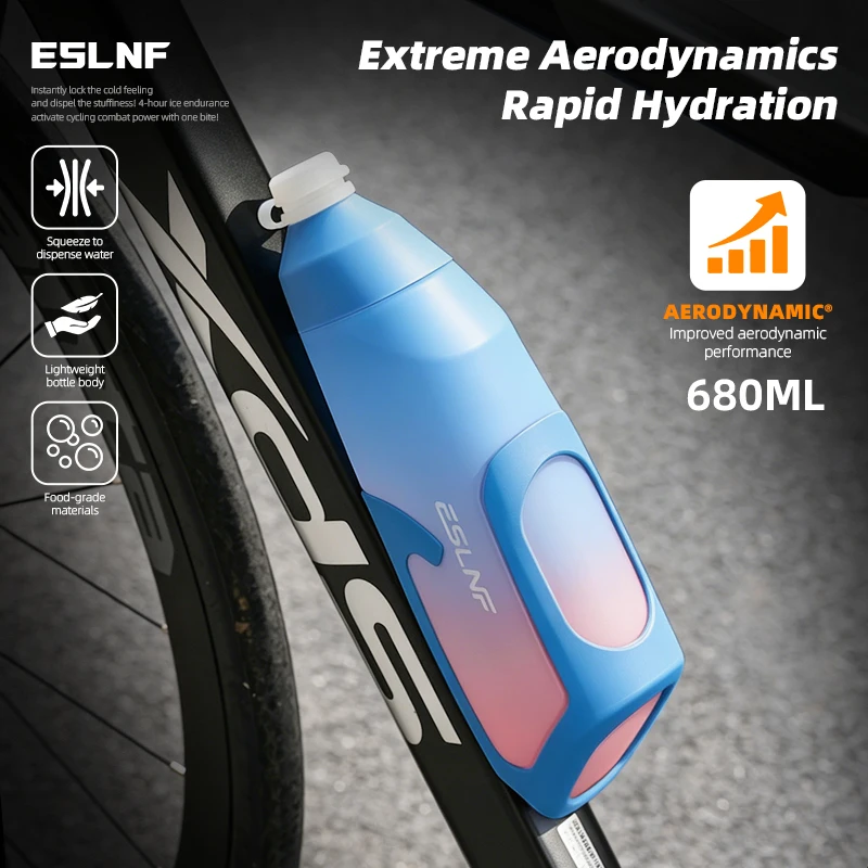ESLNF Bicycle 680ml Aerodynamic Water Bottle Bracket Set Bike Water Bottle MTB Road Bike Frame Down Tube Riding Water Kettle