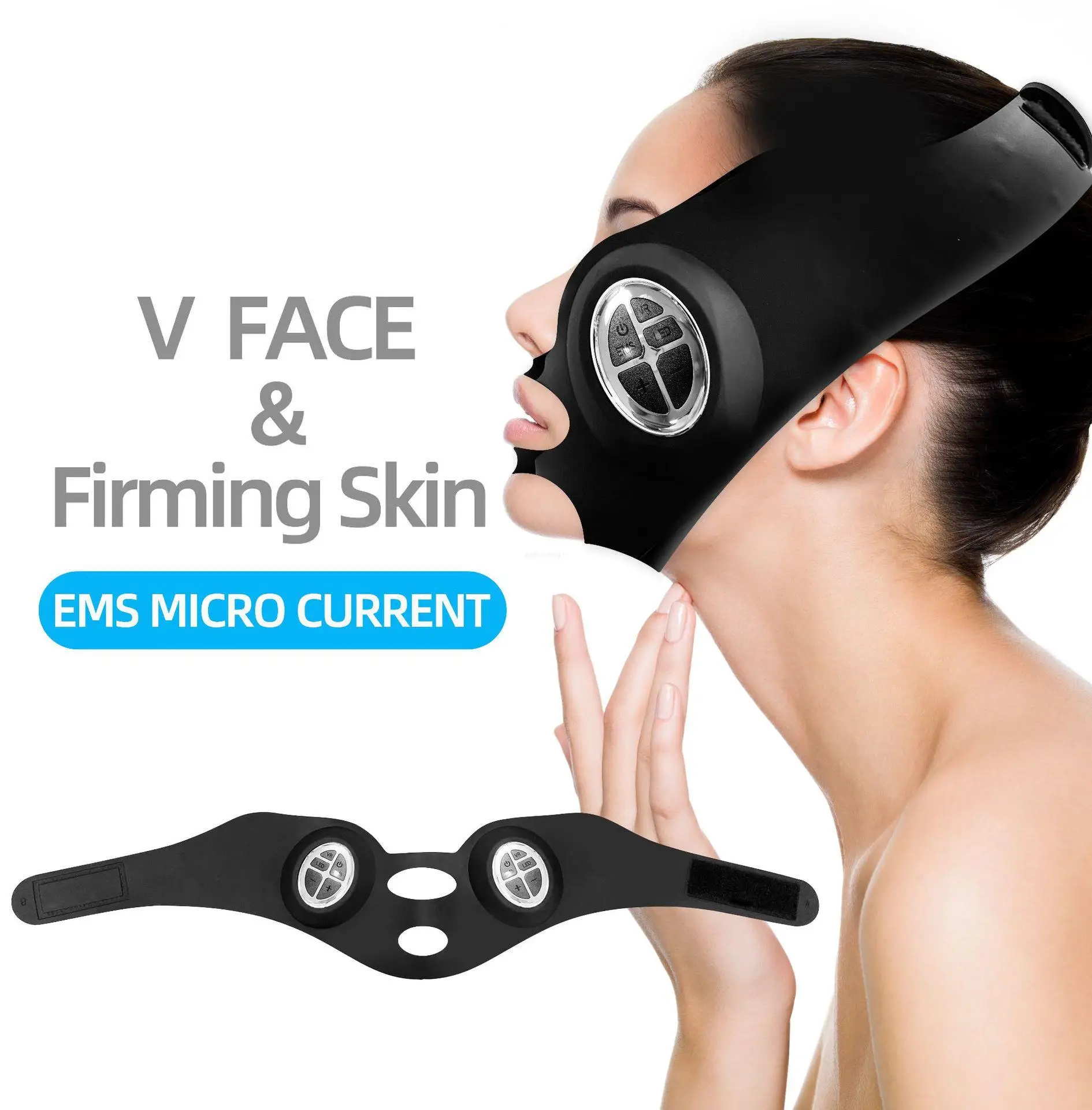 Micro-current Face-lifting Mask Face-lifting Bandage Color Light V Face Shaping Beauty Instrument Silicone Massager Portable