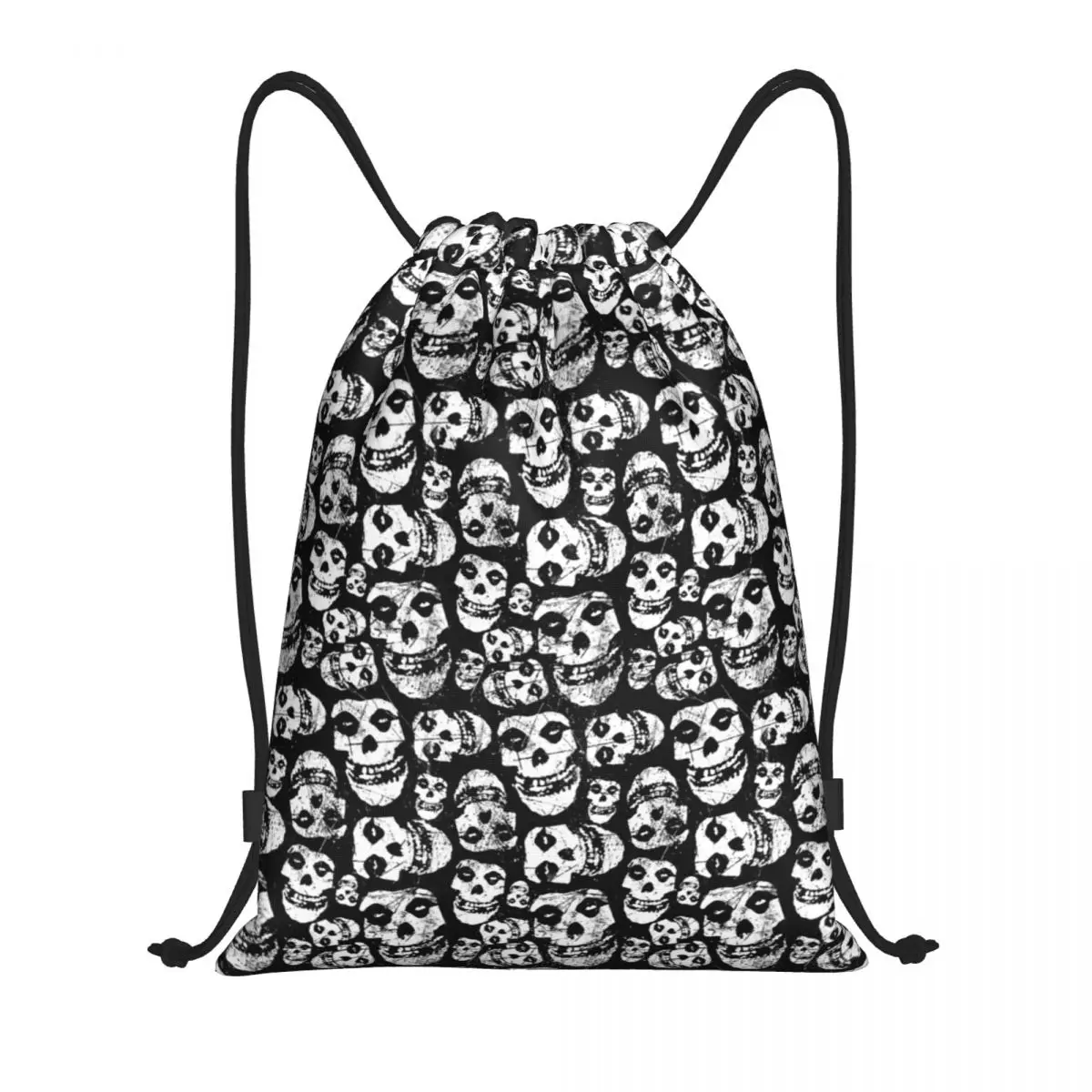 Custom Horror Punk Rock Misfits Skull Drawstring Backpack Bags Men Women Lightweight Gym Sports Sackpack Sacks for Yoga