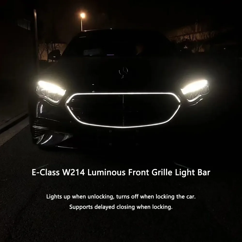 W214 LED مضيئة المصد الأمامي الإضاءة مصبغة جديد LED مضيئة الجبهة مصبغة ضوء بار ل 2024-2025 مرسيدس بنز E-Class E200 #3