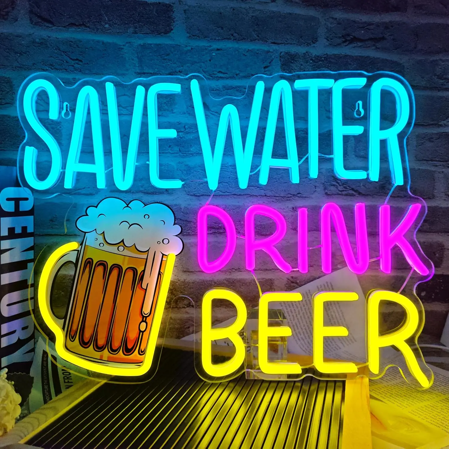 توفير المياه شرب البيرة النيون تسجيل عكس الضوء LED البيرة النيون أضواء جدار ديكور للمنزل البيرة بار رجل الكهف حانة مطعم بيسترو نادي P