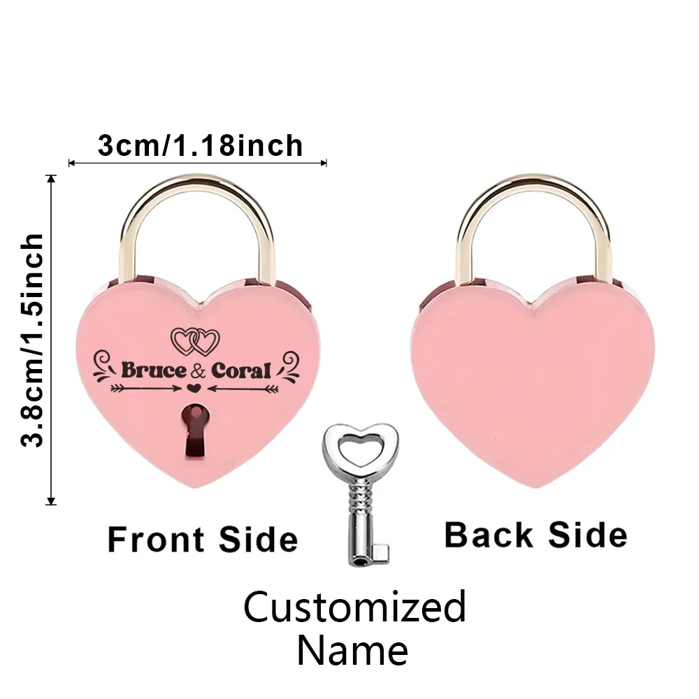 1 قطعة سهام الحب الكرتونية المتناظرة اسم مخصص نقش قفل صغير على شكل قلب قفل قفل الحب قفل الرغبات #3