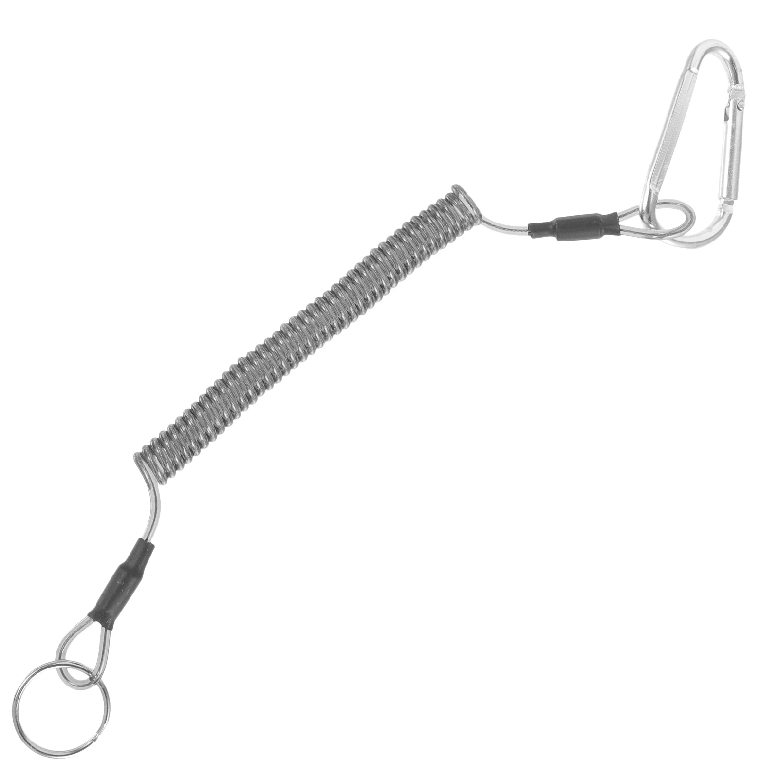 

3 Silver D Lanyard Fishing Telescopic Rope Heavy Duty Coiled Tool H Spring Outdoor Safety Tether Protective Fishing Gear