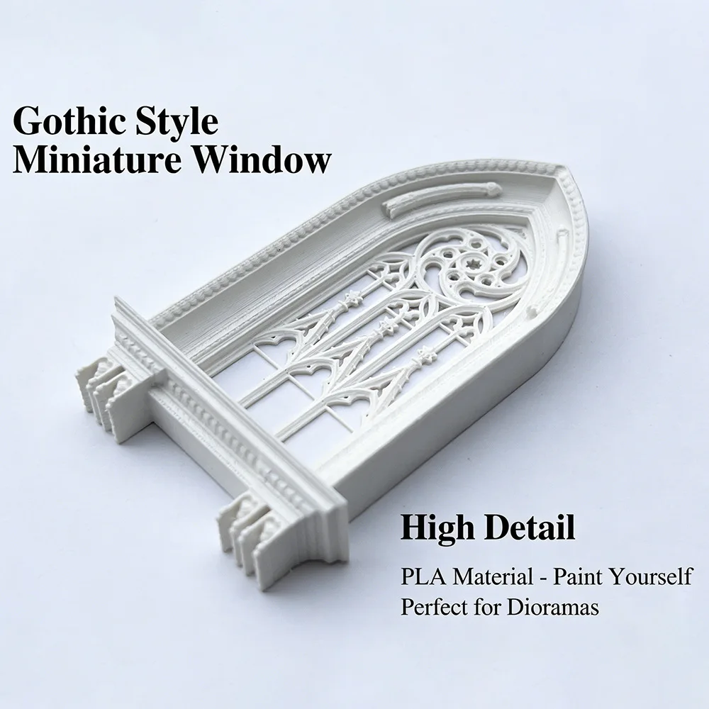 12 Scale Gothic Window Model for Dollhouse Miniature 3D Craft Architectural Scene Decor Versatile Accessory for Various Dolls view 6