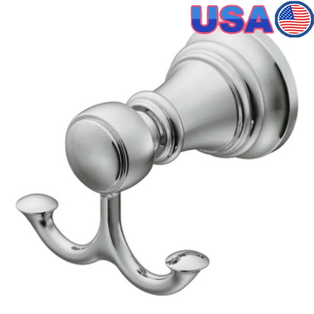 

Victorian Chrome Double Robe Hook with Porcelain Inlays Traditional Design Corrosion Resistant Metal Mounting Hardware Bathroom