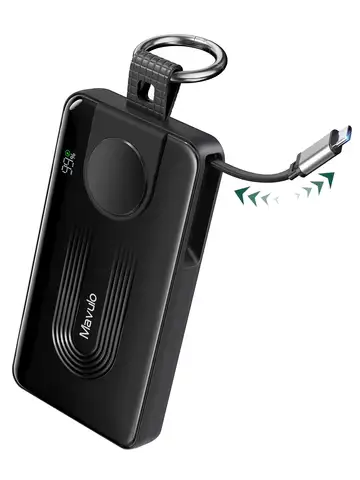 10000mAh Portable Charger for Samsung Galaxy Watch 6/6 Classic/5 Pro/4/3 Active 2/1 Power Bank 20W Fast Charging Retractable USB-C Cable Keychain Design LED display Travel Essentials Battery Pack for iPhone 15-17 Series