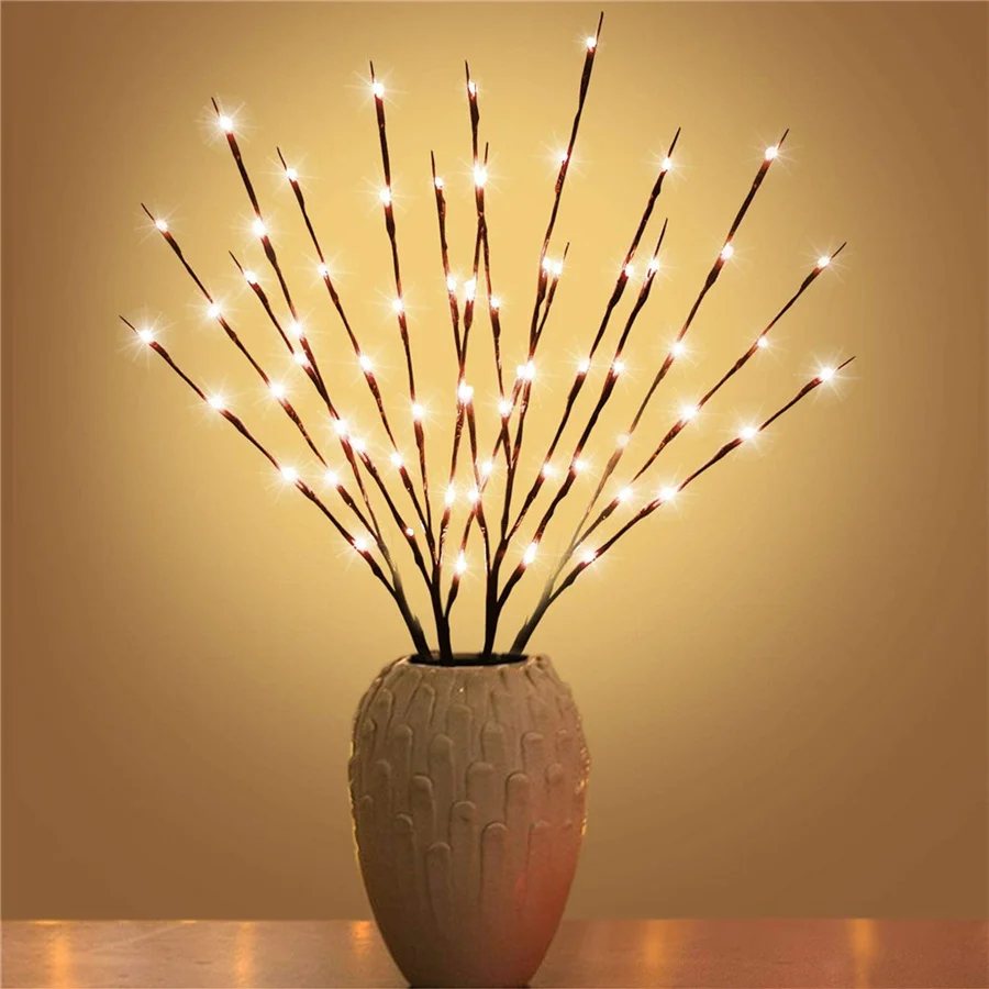 Creative LED Willow Twig Lamp Battery Box Vase Filler Tree Branch Fairy String Lights for Christmas Party Wedding Holiday Decor