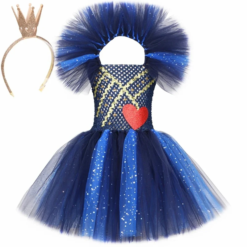 Evie Descendants Costume Girls Sparkly Fancy Tutu Princess Dress Up Halloween Cosplay Costume for Kids Carnival Party Dresses